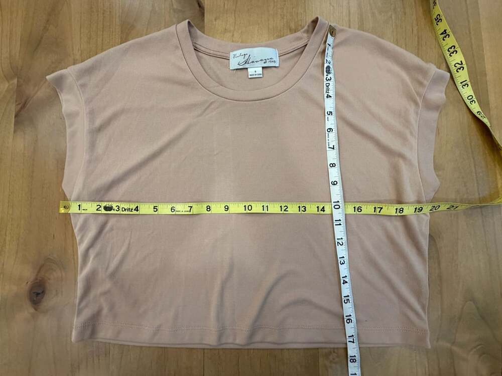 Vintage Havana Crop Top Size S Taupe Short Sleeve Tee - Picture 3 of 6